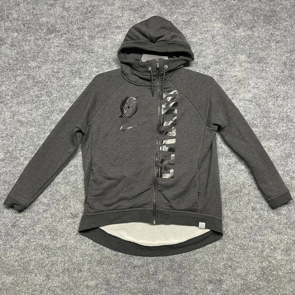 Portland Trail Blazers Jacket Womens Medium Grey Nike x NBA Hoodie Full Zip
